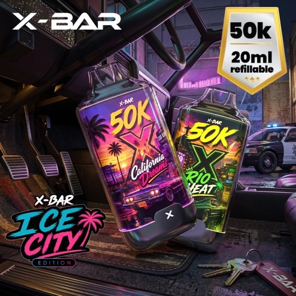 Ice City 50K + 3 E-liquides 850mAh 20ml / 20mg - X-Bar (Bangkok Chaos (Star Mint Ice))