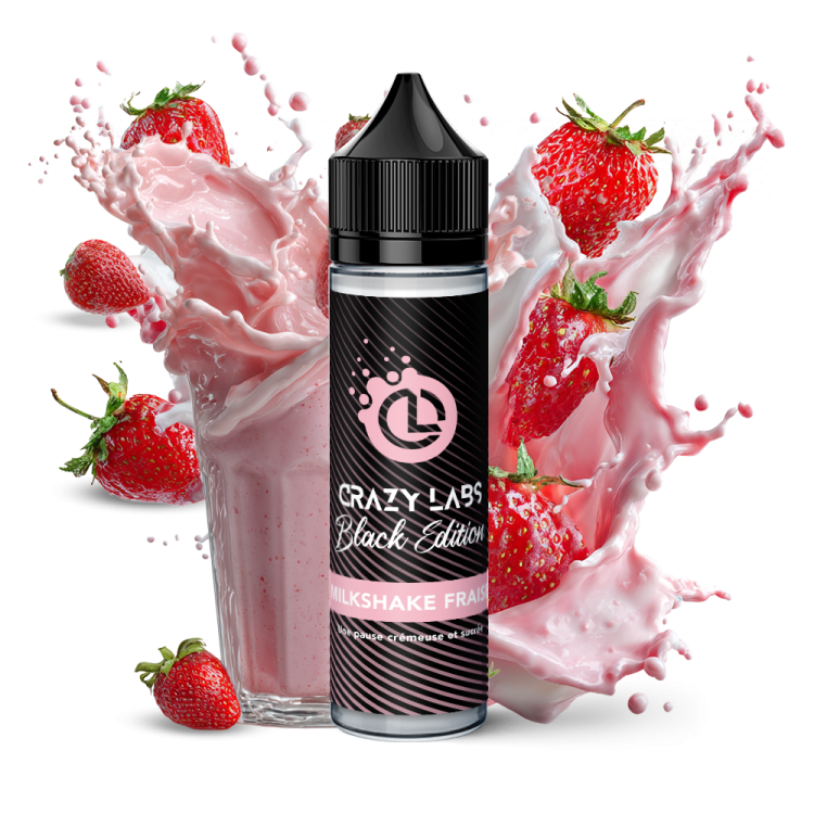 MILKSHAKE FRAISE - 50ML - CRAZY LABS BLACK EDITION